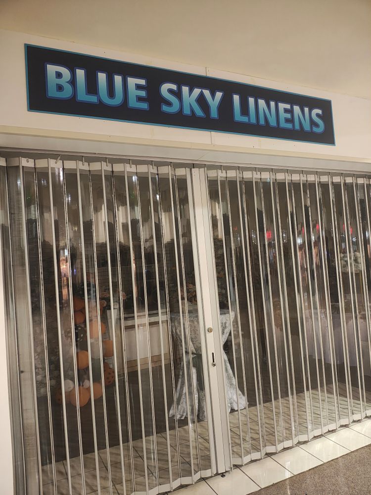 store in a mall titled "blue sky linens"