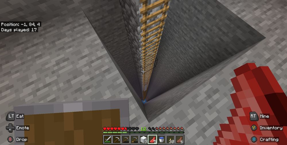 a hole that goes down to y=10 where a strip mine will be excavated