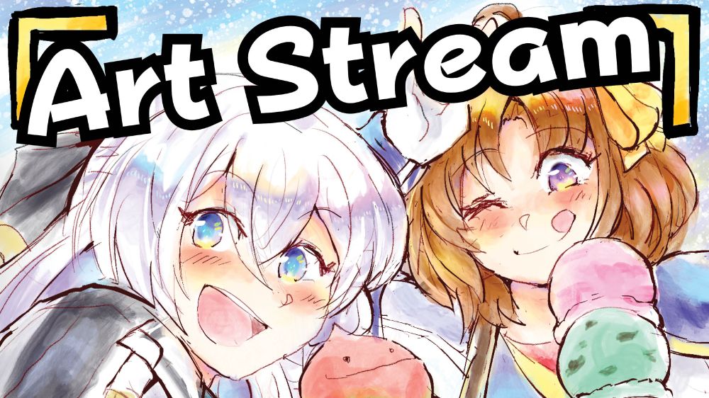 WIP of Shizuna and Anelace advertising an art stream