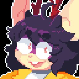 A pixel bust of my mouse dragon character: Chizuha. She has a very bright eyed smiling expression
