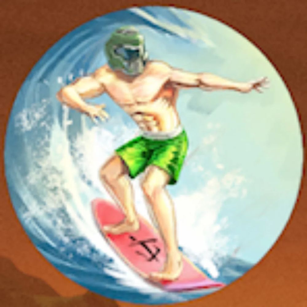 Doomguy surfing 