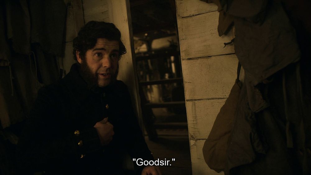 The Terror, Episode 4 "Punished, as a Boy". Harry Goodsir introduces himself to Silna.
Pics 1-2: "Goodsir. Harry Goodsir."