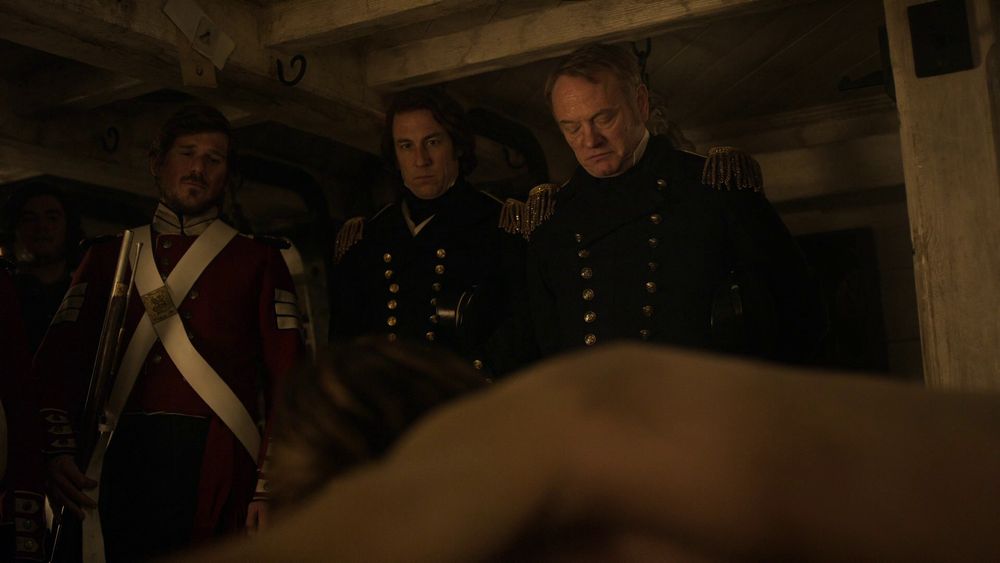 The Terror, Episode 4 "Punished, as a Boy". The men witness Mr. Hickey's punishment. Sgt. Tozer's very sad, the rest look awkward/solemn/terrified in various degrees, and Jopson seems to find the whole situation hilarious (???).