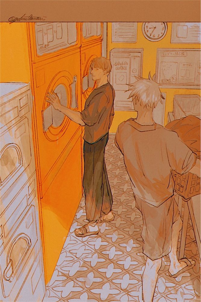 ランドリーにいる五条と七海