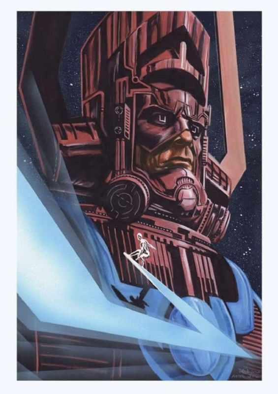 Galactus and the Silver Surfer, as drawn by John Paul Leon and then painted by Dan Orgill.