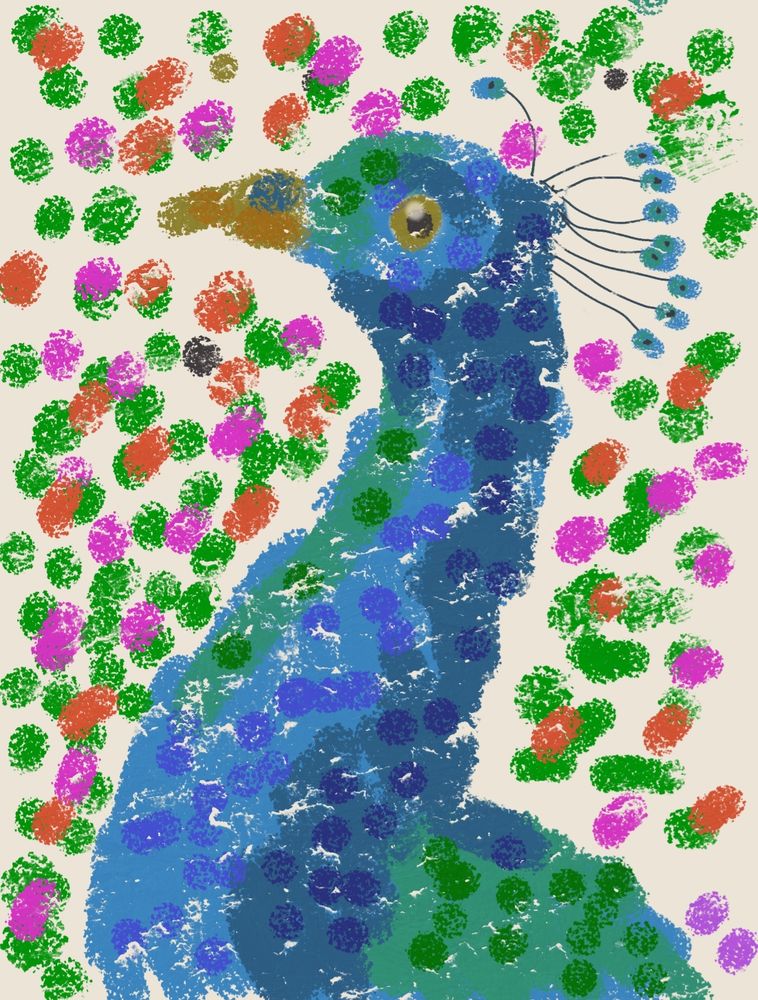 A peacock in digital crayon.