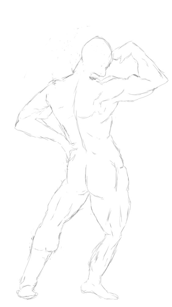 Sketch of a muscular woman.