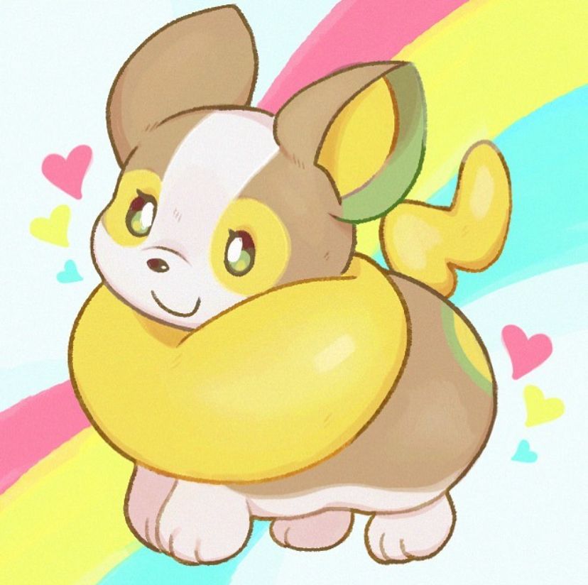 Yamper with hearts around it