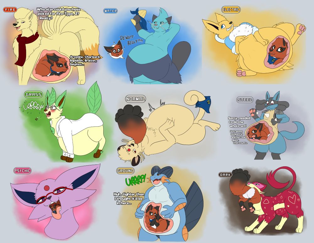 Z (Nickit) being eaten by various Pokémon.