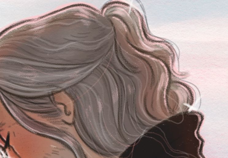 snippet of an illustration showing only Ed's hair and a bit of his face