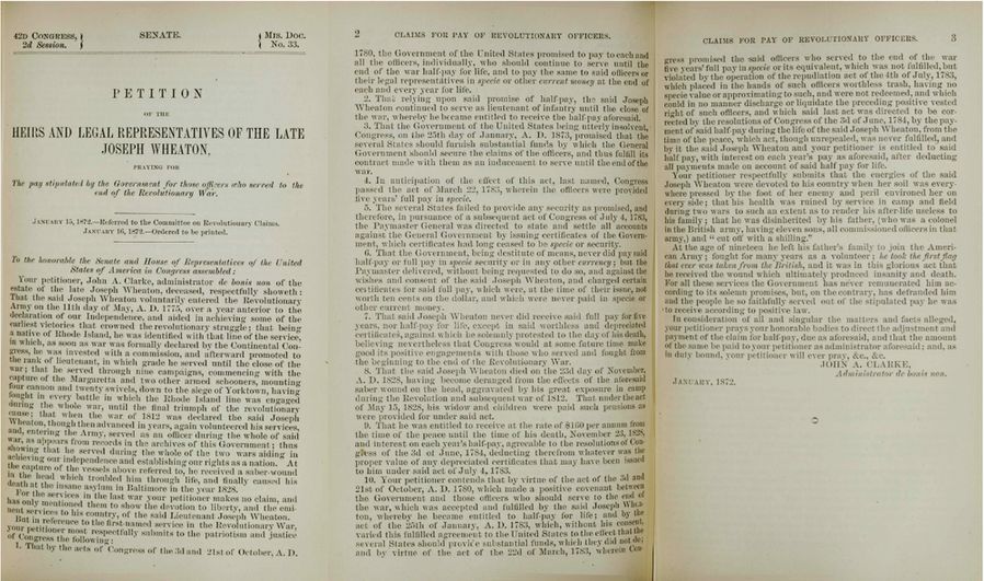 "...devoted to his country when her soil was everywhere pressed by the foot of her enemy and peril environed her on every side...": How Revolutionary War Veterans and Heirs Petitioned Congress for Pensions | Readex