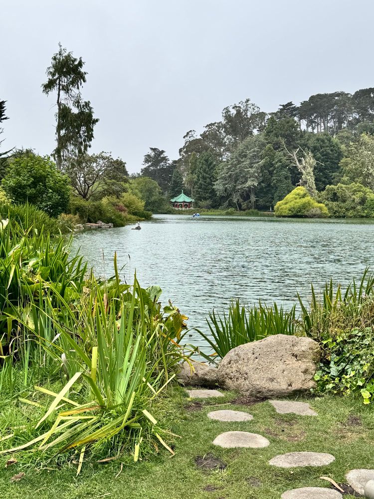 Lake with colorful pagoda