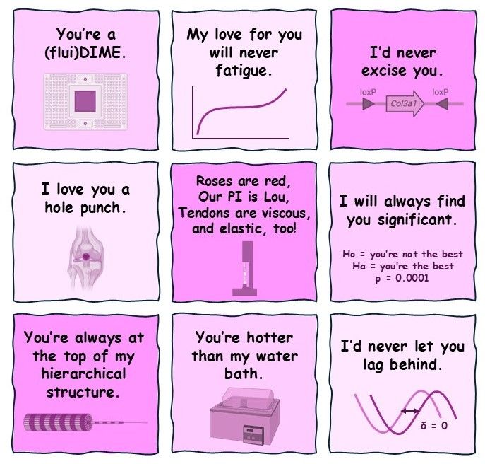 Tendon-themed Valentine's Day cards