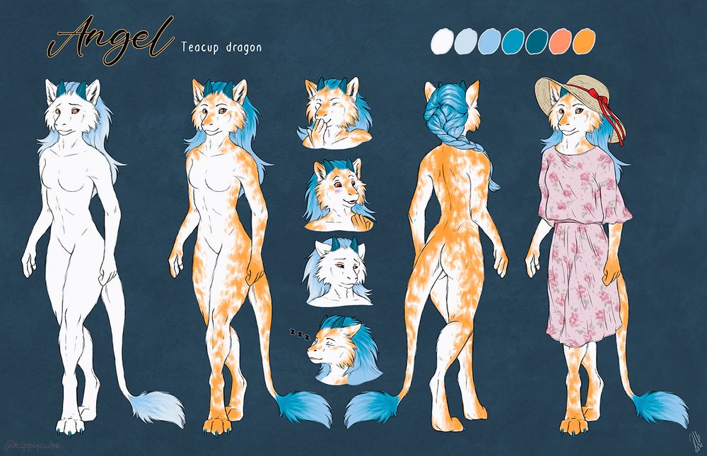 Reference sheet for my anthro dragon sona Angel