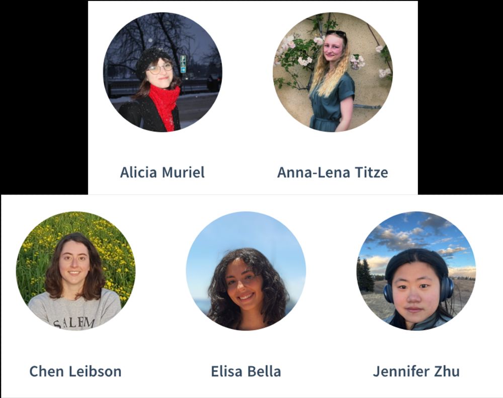 Photos and names of the volunteer TAs: Alicia Muriel, Anna-Lena Titze, Chen Leibson, Elisa Bella, Jennifer Zhu.