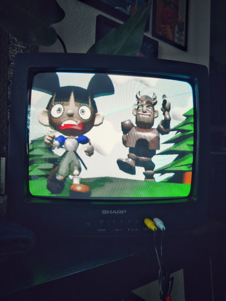 Picture of the game Jung Rhythm for the Sega Saturn on a CRT Television 
