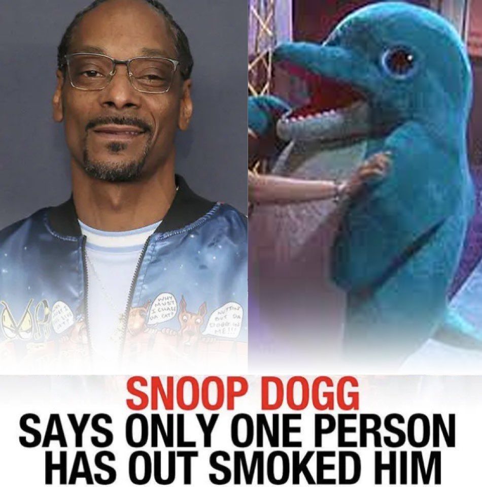 Side by Side image of Snoop Dogg and a Fin Fin from the game 
Fin Fin on Teo the Magic Planet costume. The text reads "Snoop Dogg says only one person has out smoked him"