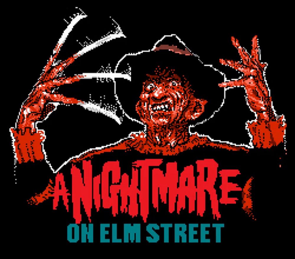 a nightmare on elm street logo with a freddy krueger on it