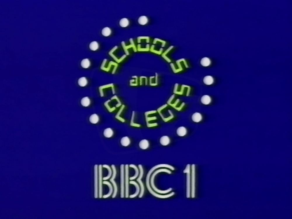 A screen with a circle of dots with the message BBC1 Schools and Colleges from the early 1980s. 