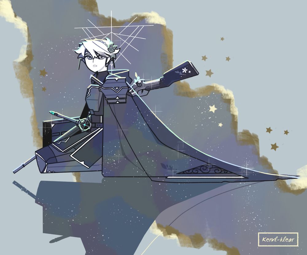 A knight looking directly at the audience.