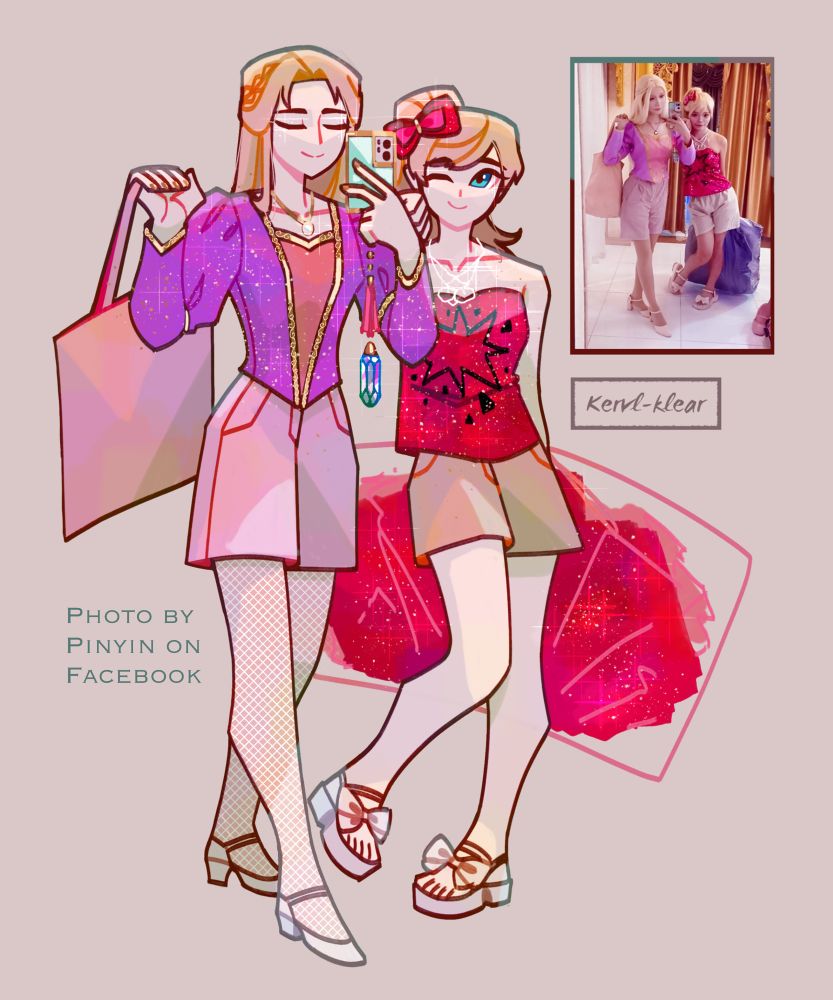 Rapunzel and Barbie in fashionable casual shorts.