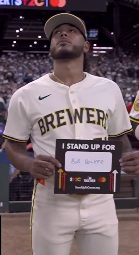 freddy peralta saying “I stand up for uecker” 