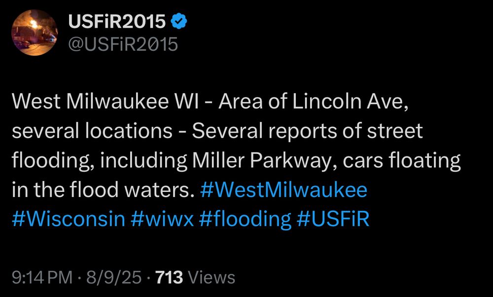 reports of flooding on the streets of milwaukee with cars floating away 