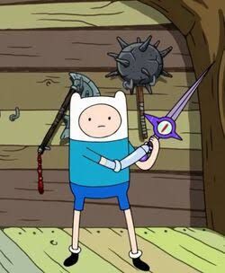 robot armed Finn holding the night sword. sometime in season 10 idfk