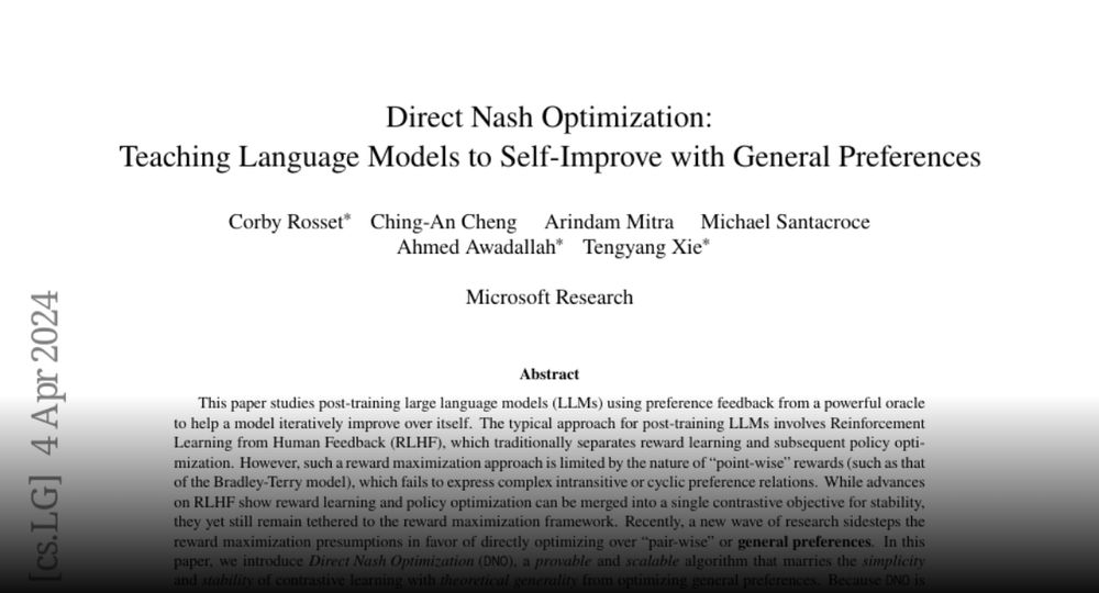 Paper page - Direct Nash Optimization: Teaching Language Models to Self-Improve with
  General Preferences