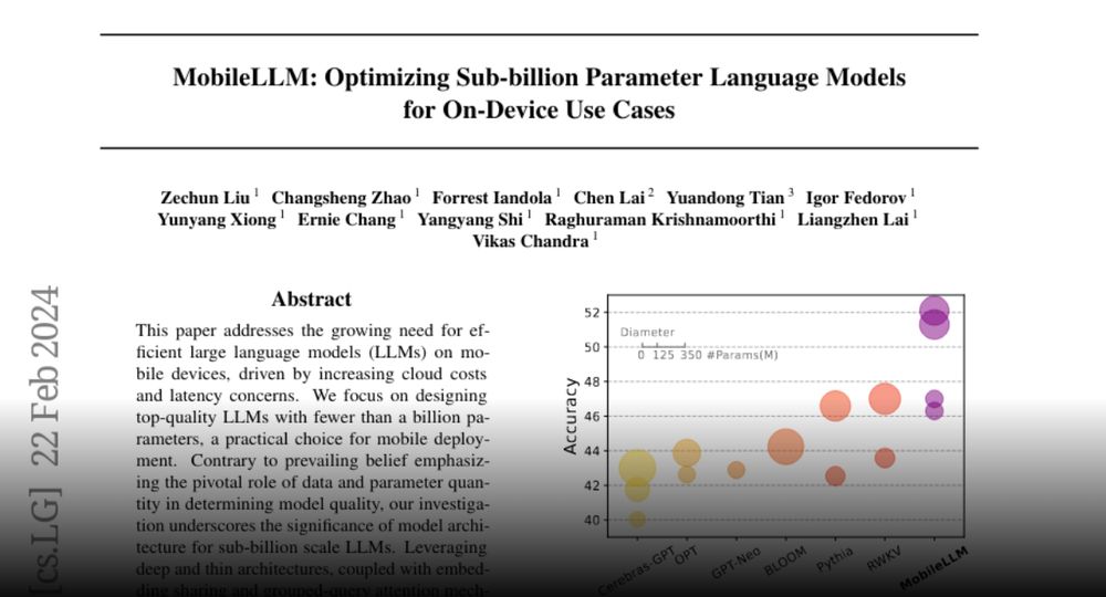 Paper page - MobileLLM: Optimizing Sub-billion Parameter Language Models for
  On-Device Use Cases