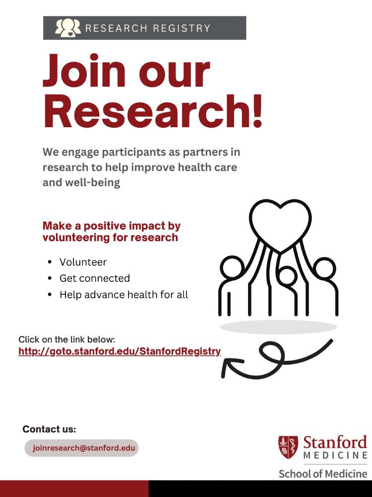 Flyer with link to join Stanford Research Registry