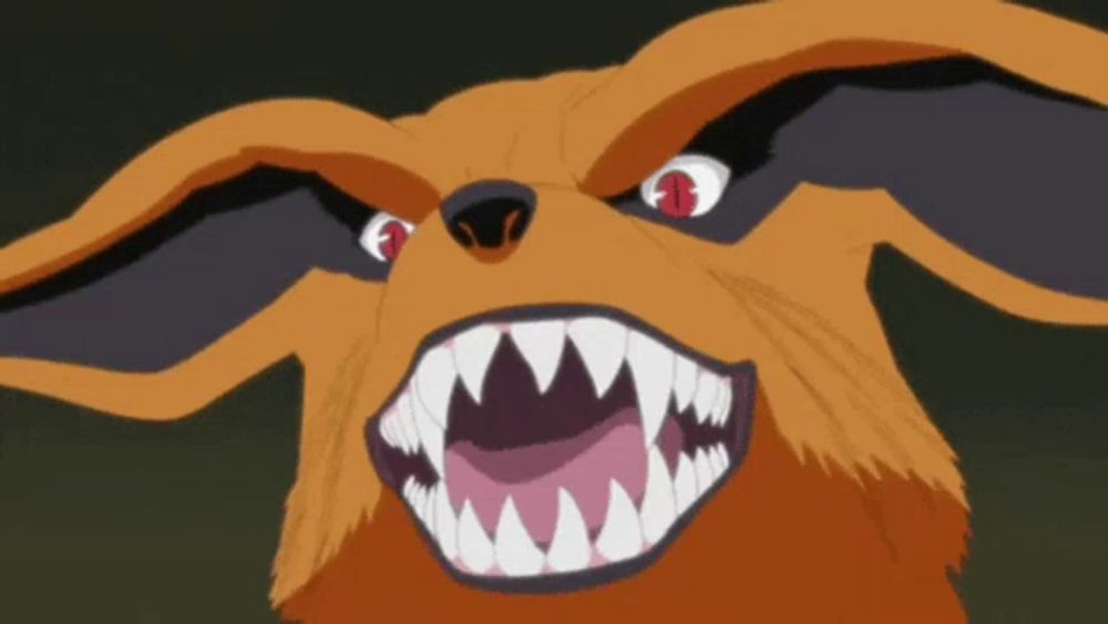 a close up of a cartoon dog 's face with its mouth open