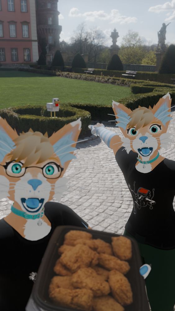 Two Ceemyks, soyjack pointing at a minecraft chicken, with a container of chicken in hand.
