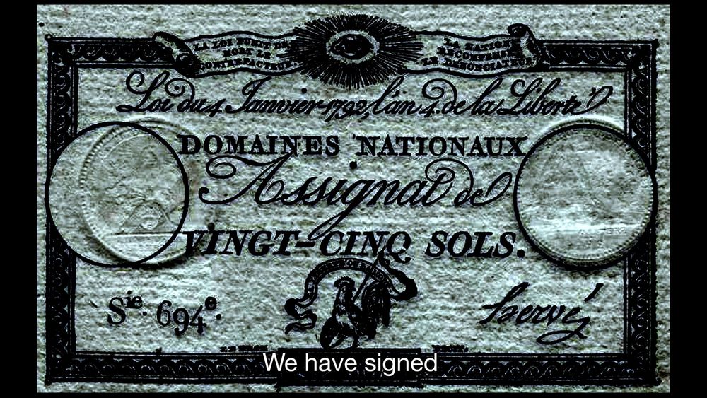 French currency with the subtitle, “we have signed.”