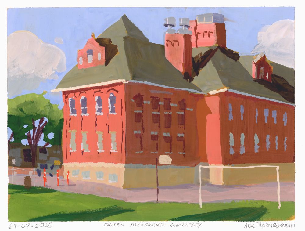Plein air painting of a school from my series “things we should feel proud of adequately funding with our taxes but don’t.” (Just kidding about the series.)