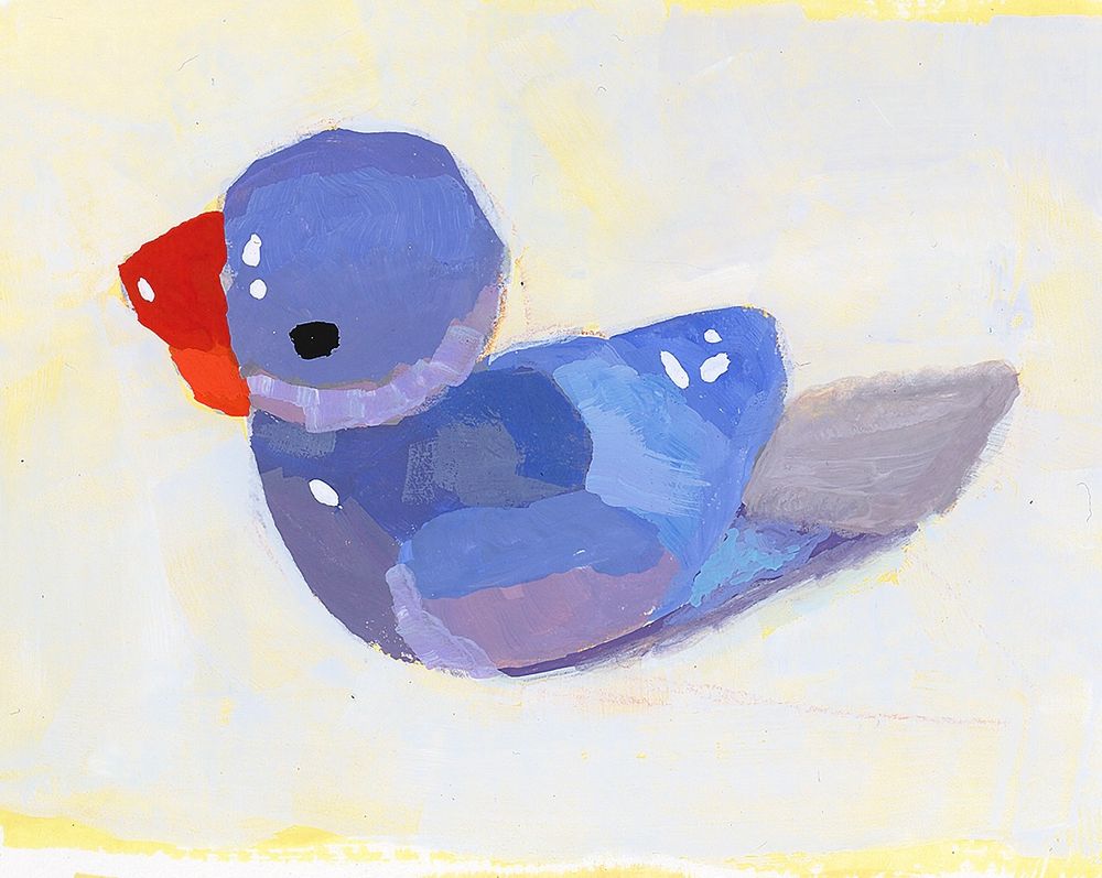 Painting of a translucent blue acrylic duck