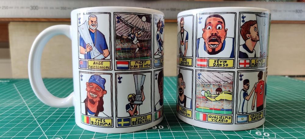 Two mugs with illustrations taken from the night Spurs won the Europa League. Beautifully crafted on the very night by Digital Spurs.