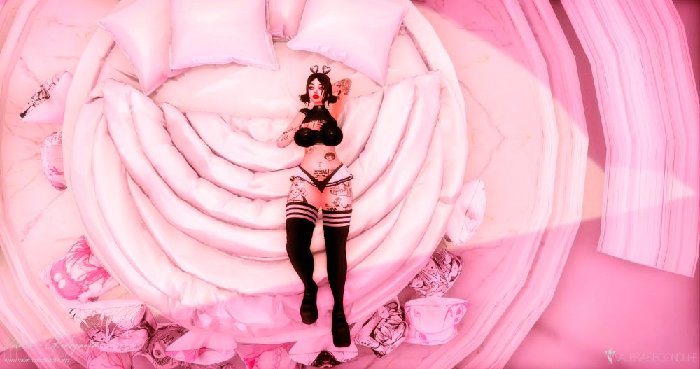 Girl in a black and white school uniform, relaxed and serene