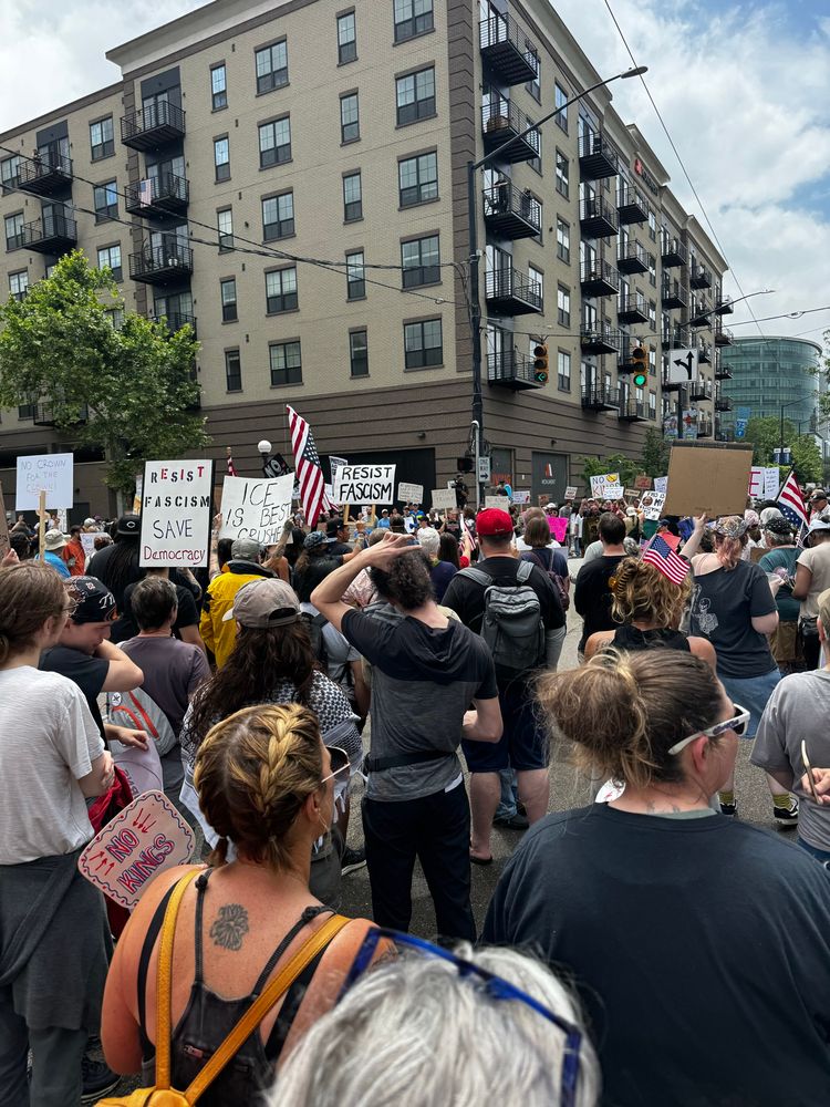 Protesters march in Dayton, Ohio against Donald Trump and fascism 