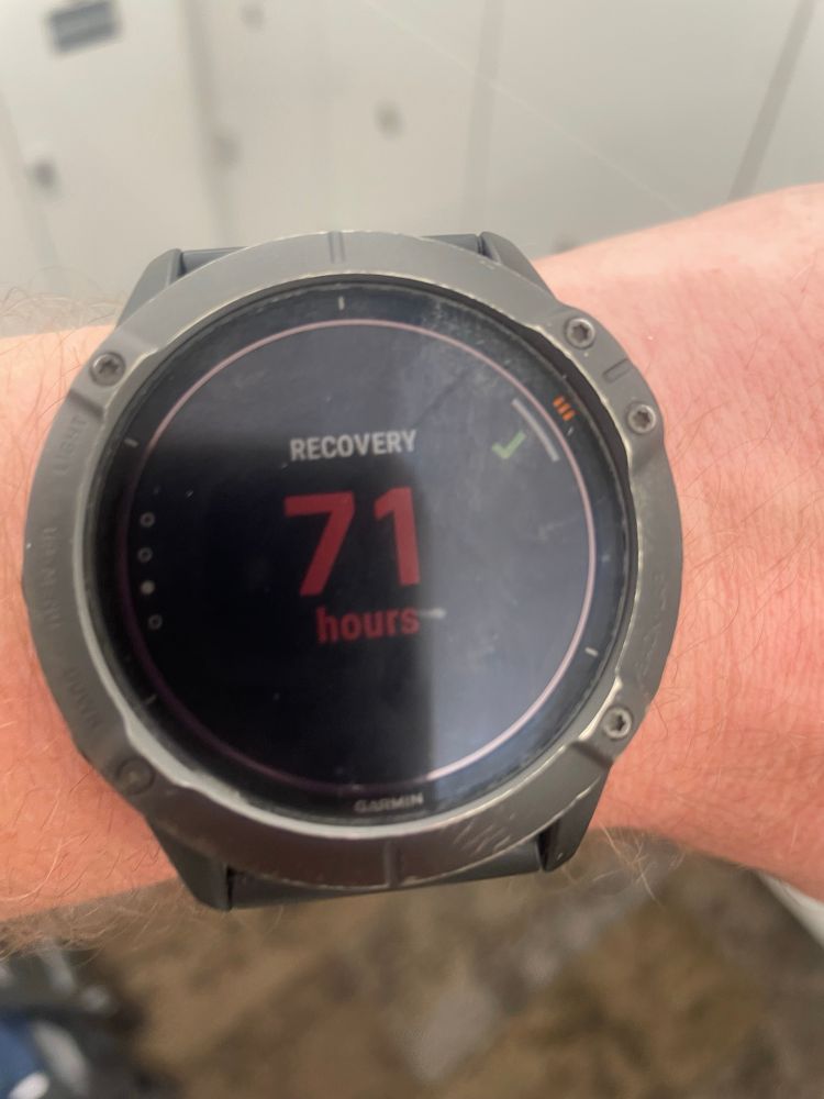 Garmin telling me that I should take 3 days to recover from my run.