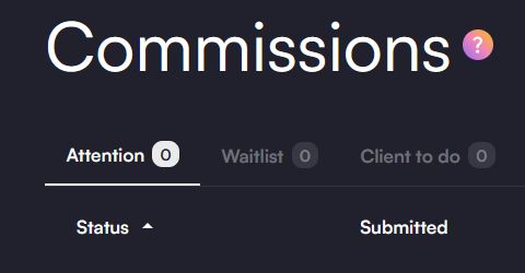 A screenshot of my commission to-do at VGEN, it's empty :(