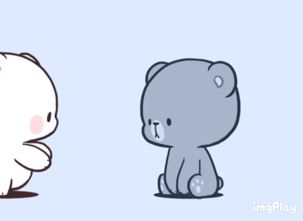 a cartoon of two teddy bears standing next to each other with imgplay written below them