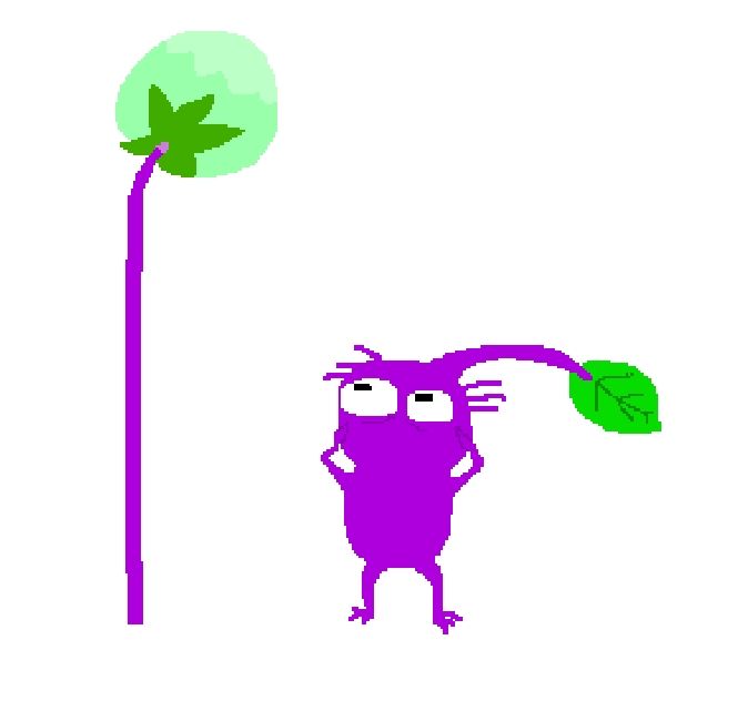 Regular purple pikmin shocked and appalled at the spaghetification of his comrade 