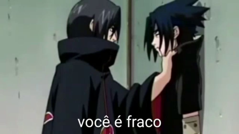 a couple of anime characters standing next to each other with the words você e fraco in the corner