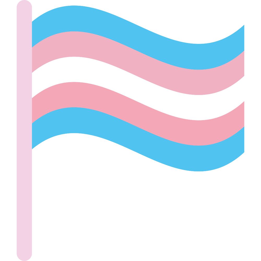 Transgender pride flag with light blue, pink, and white horizontal stripes waving.