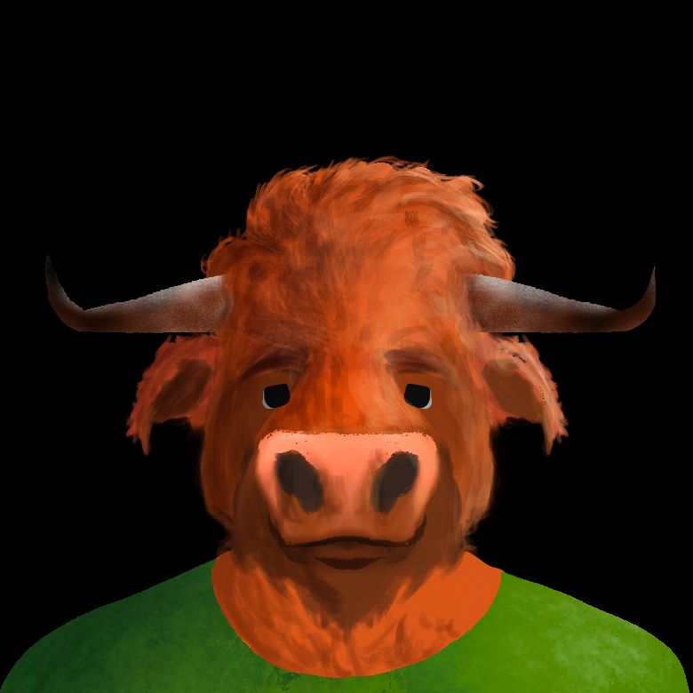 khurzol as a highland cow znthro furry