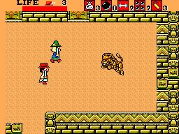 The player character with an assist character facing a boss.