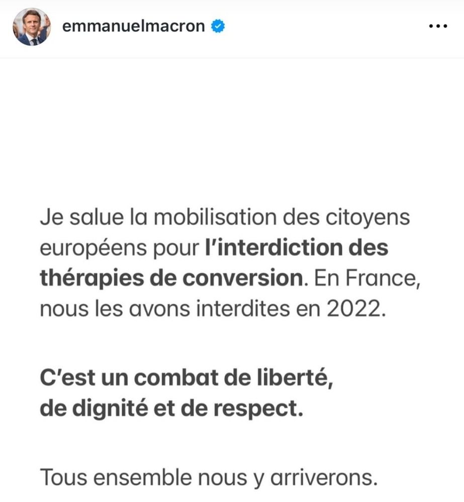 La mobilisation des citoyens européens pour l'interdiction des thérapies de conversion en France nous les avons interdites en 2022 c'est un combat de liberté de l'unité de respect tous ensemble nous y arriverons