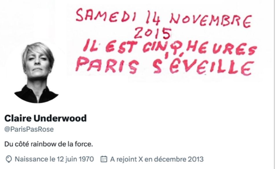 Sa photo de profil sur Twitter était Claire Underwood