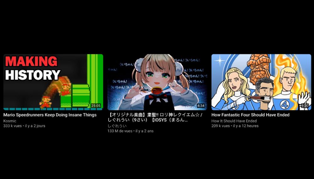 Youtube suggesting three videos to watch after a finished one.